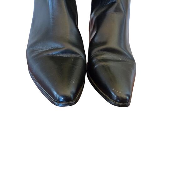 Vintage Brazilian leather tall boots pull on 1980s braided belt pointed toe 9 - Picture 3 of 8